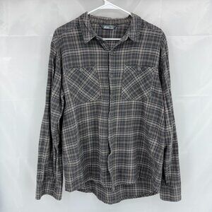 Stio Men L Miter Lightweight Flannel Shirt Button Front Long Sleeve Gray Plaid